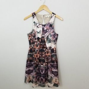 Aryn K Floral Watercolor Open Back Dress